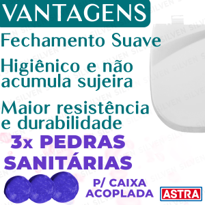 Tampa Assento Sanitário Vogue Plus + 3 Blocos Cheirinho P/ Caixa Acoplada