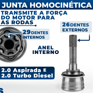 Junta Ponteira Homocinética Tracker 2.0 2001 2002 2003 2004 2007 2008 2009 29x26 Gasolina Diesel