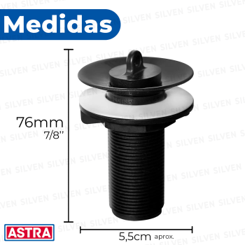 Valvula Lavatorio Preta s/ Ladrao e Unho - Astra