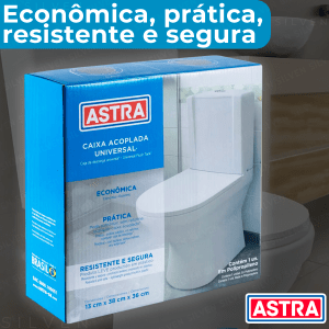 Caixa de Descarga Acoplada Completa Universal ASTRA Acionamento Simples 6L