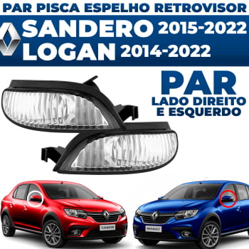 Par Pisca Seta Retrovisor Renault Sandero Logan 2014 2015 2016 2017 2018 2019 2020 2021 2022