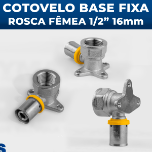 Cotovelo 16mm Base Fixa P/ Tubo Pex Gás Rosca 1/2 Fêmea 