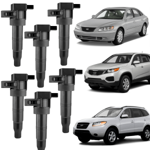 Kit 6 Bobina Ignição Azera 3.3 V6 Santa Fé 3.5 Veracruz 3.8
