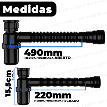 Sifão Sanfonado Universal Copo Preto - Astra