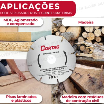 Disco de Tungstênio Corte 110mm para Madeira MDF Compensado Aglomerado MDP Cortag