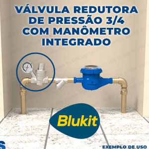 Válvula Redutora De Pressão 3/4 C/manômetro Blukit Regulador