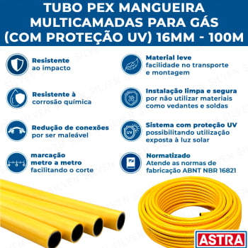 Tubo Pex para Gás 16mm Multicamadas 100 Metros Tubulação Pex com Proteção Uv