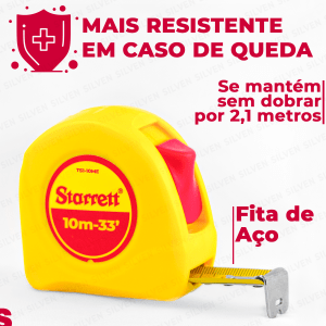 Trena De Bolso 10 Metros Profissional Starrett Fita De Aço