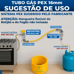 Kit 1 Metro Tubo Pex 16mm P/ Gás + Cotovelos + Registro + Adaptador