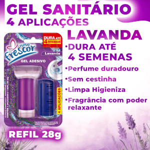 Aplicador Gel Adesivo Detergente Sanitário Lavanda Refil 4 Aplicações 28g