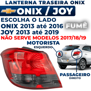 Lanterna Traseira Fumê Onix Joy Lt Ltz 2013 2014 2015 2016 Joy 2018 2019	