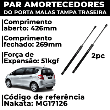 Amortecedor Porta Malas Honda Fit 2009 2010 2011 2012 2013 2014 Tampa traseira