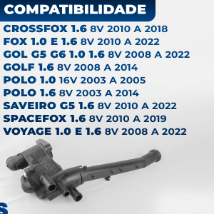 Carcaça Cavalete Válvula Termostática Completa Fox Spacefox Crossfox Gol G5 G6 Flex