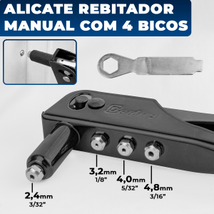 Rebitador Alicate Profissional Manual Cortag 4 Pontas