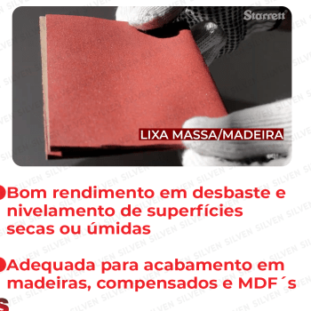 Kit 25 Lixa Massa Corrida Madeira Mdf Acabamento Starrett