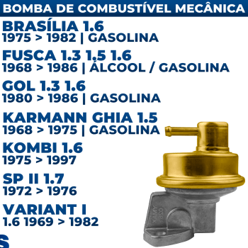 Bomba Combustível Mecânica Fusca Kombi Brasilia Gol Variant 1.3 1.5 1.6 5D2160261