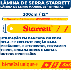 Lâmina de Serra Serrinha Para Arco De Serra Manual 24 Dentes Bimetal Starrett.