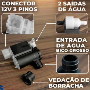 Bomba Esguicho Água Parabrisa Hb20 1.0 1.6 I30 1.6 1.8 2.0 Tucson 2.0 2.7 Veloster 1.6 Sportage ix35 2.0 2.7