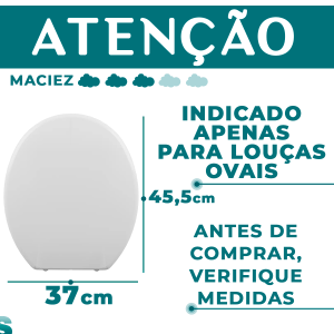 Assento Sanitário Oval Almofadado Slim + 3 Bloco Caixa Acoplada