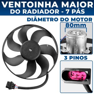 Ventoinha Maior Do Radiador Golf A3 Polo Fox Bora 7 Pás 1.8 1.6 1.0 2.0 Eletroventilador