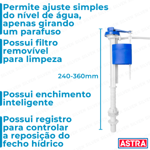 Mecanismo Entrada Reparo Boia Caixa Acoplada Astra Universal