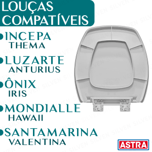  Assento Tampa Sanitário Soft CloseBranco Thema Incepa Anturius Luzarte Hawaii Mondialle Íris Ônix Santamarina Valentina