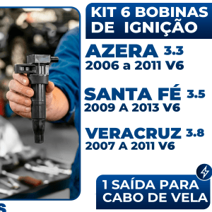 Kit 6 Bobina Ignição Azera 3.3 V6 Santa Fé 3.5 Veracruz 3.8