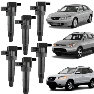 Kit 6 Bobina Ignição Azera 3.3 V6 Santa Fé 3.5 Veracruz 3.8