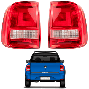 Par Lanterna Traseira Saveiro G7 2017 2018 2019 2020 2021 Robust Cristal Bicolor Direito Esquerdo