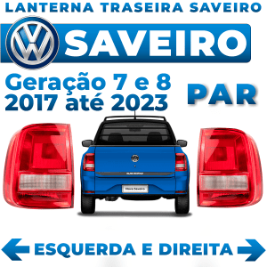 Par Lanterna Traseira Saveiro G7 2017 2018 2019 2020 2021 Robust Cristal Bicolor Direito Esquerdo