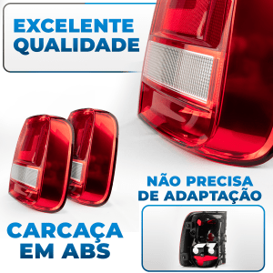 Par Lanterna Traseira Saveiro G7 2017 2018 2019 2020 2021 Robust Cristal Bicolor Direito Esquerdo
