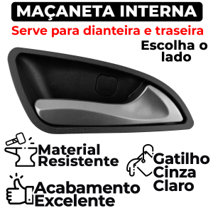 Maçaneta Interna Hb20 Dianteira e Traseira  2012 2013 2014 2015 2016 2017 2018 2019 Puxador Gatilho Esquerda Ou Direita