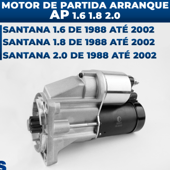 Motor de Arranque Partida AP Santana 1.6 1.8 2.0 1988 1989 1990 1991 1992 1993 1994 1995 1996 1997 1998 1999 2000 2001 2002