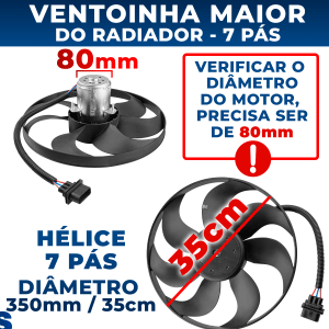 Ventoinha Maior Do Radiador Golf A3 Polo Fox Bora 7 Pás 1.8 1.6 1.0 2.0 Eletroventilador