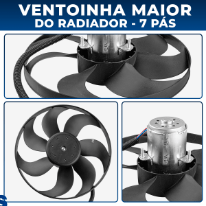 Ventoinha Maior Do Radiador Golf A3 Polo Fox Bora 7 Pás 1.8 1.6 1.0 2.0 Eletroventilador
