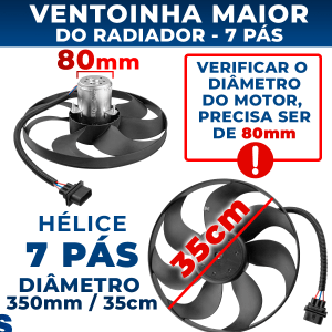 Ventoinha Maior Do Radiador Golf A3 Polo Fox Bora 7 Pás 1.8 1.6 1.0 2.0 Eletroventilador