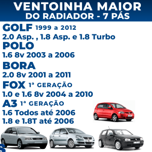 Ventoinha Maior Do Radiador Golf A3 Polo Fox Bora 7 Pás 1.8 1.6 1.0 2.0 Eletroventilador