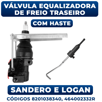 Válvula Equalizadora Freio Traseiro Renault Logan com Haste 2007 2008 2009 2010 2011 2012 2013