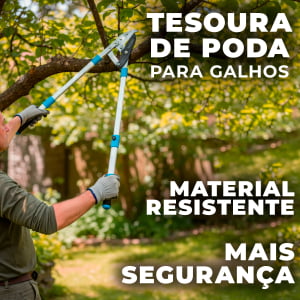 Tesoura De Poda Longa Afiada Galhos Cabo Extensível Ajustável Até 1 Metro Profissional Jardim Jardinagem