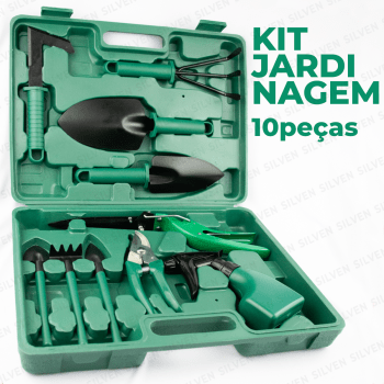 Kit Para Jardinagem Tesoura Poda Horta 10 Peças Com Maleta