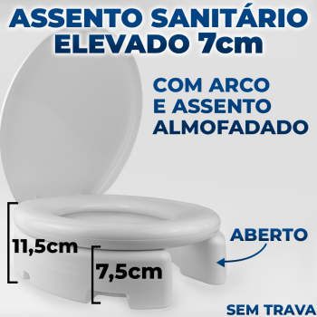 Assento De Vaso Sanitário Elevado Almofadado 7,5cm Astra Cor Branco