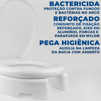 Assento De Vaso Sanitário Elevado Almofadado 7,5cm Astra Cor Branco