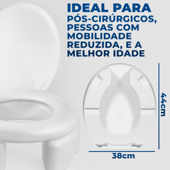 Assento De Vaso Sanitário Elevado Almofadado 7,5cm Astra Cor Branco