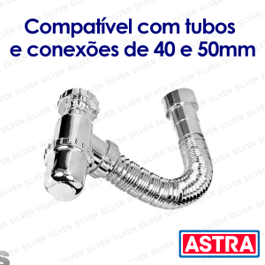 Sifão Copo Cromado Universal Sanfonado Flexível Pia Cozinha Astra