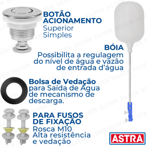 Kit Completo Caixa Acoplada Universal Superior Mu/s - Astra