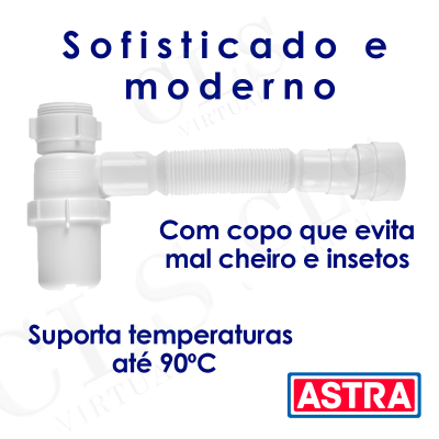 Sifão Sanfonado Universal Copo Branco Flexível Pia Astra