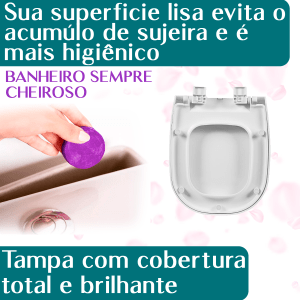 Tampa Assento Sanitário Vogue Plus + 3 Blocos Cheirinho P/ Caixa Acoplada