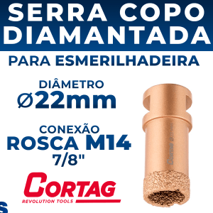 Serra Copo Diamantada 22mm Para Esmerilhadeira M14 Cortag Porcelanato Cerâmica Granito Mármore