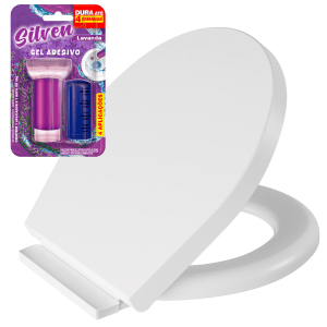 Assento Sanitário Almofadado Oval Fecha Suave + Gel Adesivo Cheirinho Lavanda