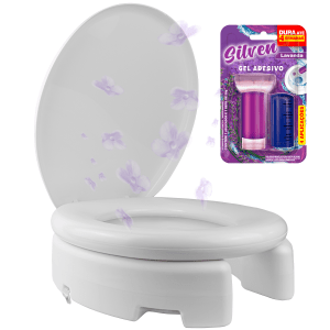 Assento Elevado Almofadado + Gel Sanitário Tampa Oval Astra Com Trava 7,5cm